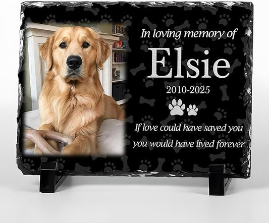 Custom Dog Memorial Gifts for Loss of Dog, Personalized Pet Memorial Stone with Photo Name, Pet Headstones for Dogs, Bereavement Sympathy Gifts for Dog Cat Lover