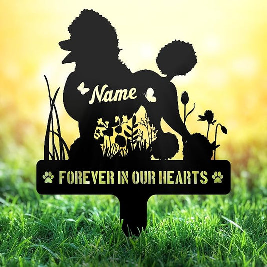 Custom Toy Poodle Teddy Bear Poodle Dog Memorial Stake, Personalized Dog Grave Marker, Metal Pet Tombstone, Outdoor Sympathy Sign for Garden Yard Decor, Pet Loss Gift