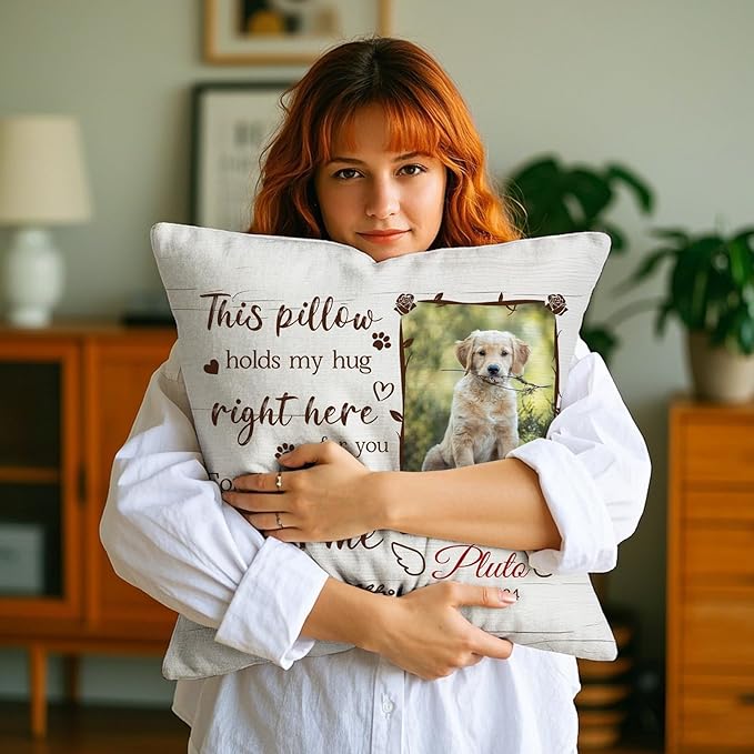 Custom Dog Memorial Throw Pillow with Photo - Personalized Loss of Dog Sympathy Gift for You | Pet Memorial Gifts for Dogs/Cats