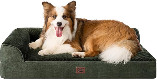 EHEYCIGA XL Dog Bed Memory Foam for Crate, Extra Large Dog Bed Orthopedic with Washable Removable Cover, Waterproof Pet Sofa Couch XLarge Size Dogs, 41x27x6.5, Dark Green