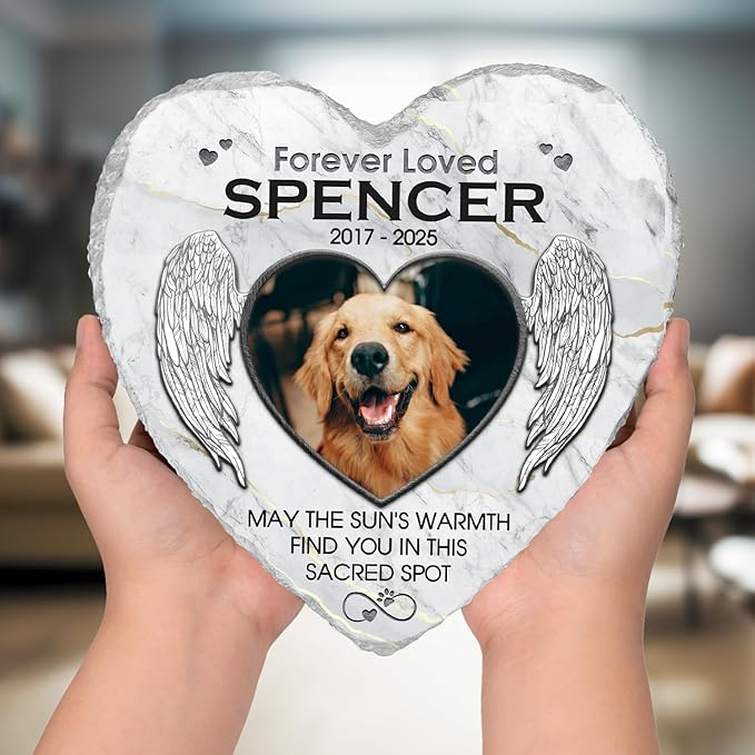 May The Sun's Warmth Find You In This Sacred Spot Personalized Photo Dog Memorial Stone, Pet Memorial Stones for Dogs, Dog Memorial Gifts for Loss of Dog, Cat Sympathy Gift for Pet Lovers