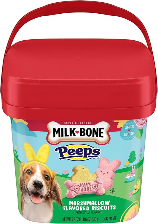 Milk-Bone Peeps Artificially Marshmallow Flavored Dog Treats, 22 Oz. Pail