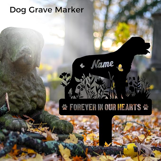 Custom Rottweiler Rottie Dog Grave Marker, Personalized Dog Memorial Stake, Metal Pet Tombstone, Outdoor Sympathy Sign for Garden Yard Decor, Pet Loss Gift