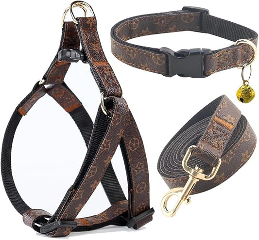Premium Dog Collar Harness and Leash with Safety Buckle - Adjustable and No Pull Comfortable Dog Collars for Small Puppy, Stylish Durable Gift for Boy Girl Pets