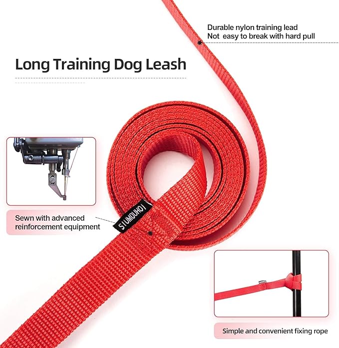 Dog/Puppy Obedience Recall Training Agility Lead - 15ft 20ft 30ft 40ft 50ft Training Leash - Great for Play, Camping, or Backyard (Brown, 40 Feet)