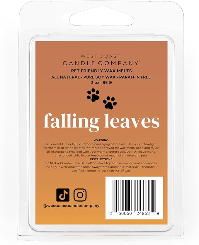 Pet Safe Wax Melts for Dogs | Non Toxic Soy Wax Melts | Natural, Paraffin-Free, Clean Burning | Odor Eliminating Wax Cubes | Falling Leaves