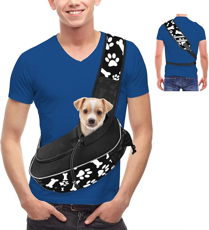 Small Dog Sling Carrier Puppy Sling Travel Cat Carrier Dog Carrying Bag Pet Carrier for Small Dogs Below 5 lbs Pet Supplies Cute Black