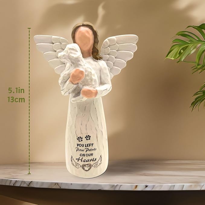 Dog Memorial Angel Figurine - Loss of Dog Sympathy Gift, White