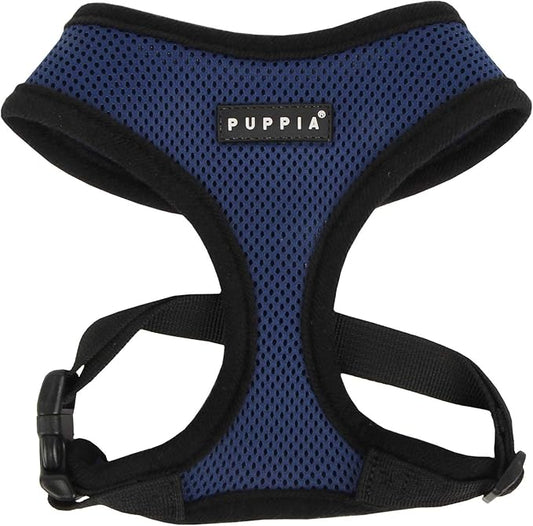 Puppia Soft Dog Harness No Choke Over-The-Head Triple Layered Breathable Mesh Adjustable Chest Belt and Quick-Release Buckle, Royal Blue, X-Large