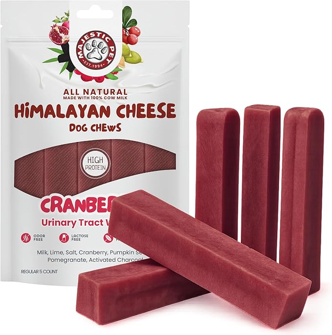 Majestic Pet Himalayan All-Natural Cheese Dog Chews - Long Lasting Dental Chew for Dogs - Healthy Pet Treats with Beneficial Ingredients (Urinary Tract Wellness, Regular, 5 Pack)