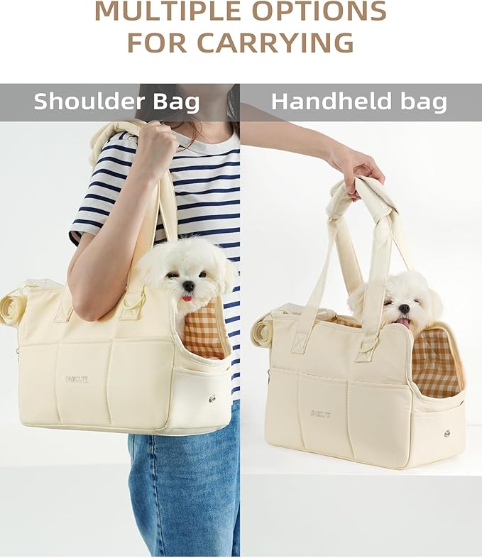 【S-Size Bag and mat】 ONECUTE Dog Carrier Set for Small Dog with a Soft mat, Beige