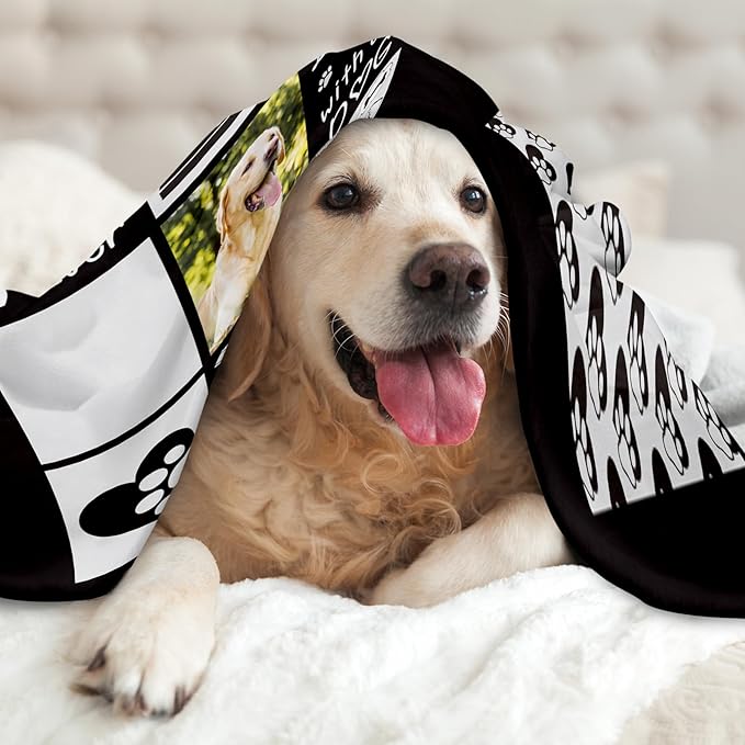 Personalized Pet Memorial Gifts, Custom Throw Blanket with Pet Photo & Name, Customized Pet Memorial Gifts for Loss of Dog Cat, Puppy Bereavement/Passing Away Gifts, Remembrance Gift for Dog Mom Dad