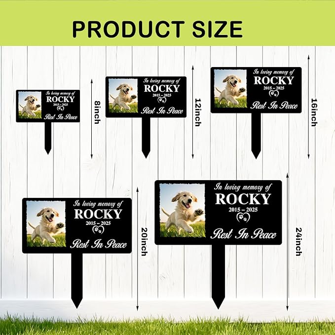 Custom Metal Dog Grave Marker Stake, Personalized Pet Headstones for Dogs, Outdoor Garden Pet Cemetery Metal Sign, Gogs Memorial Gifts, Dog Name Sign for Yard Cemetery