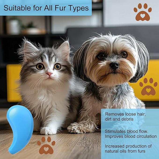 Puppy Brush, Soft Dog Brush for Grooming, Puppy Hair Remover Brush Comb, Grooming Tool for Poodles, Teddy, Yorkies, Maltese, Shih Tzu, Chihuahua, Blue