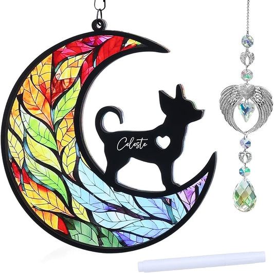 Dog Memorial Gifts - Dog Memorial Suncatcher Set with Acrylic & Crystal Suncatchers, Pet Loss Sympathy Gift (Heart)