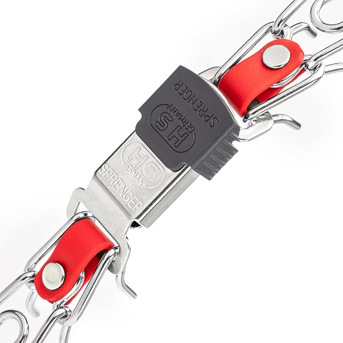 Herm Sprenger Prong Collar 3.0 Quick Release with Short Links & Swivel for Easy Use & Biothane Insert | Chrome Plated Steel Dog Training Pinch Collar for Dogs, 20in (Necks up to 16-17in) (Cherry Red)