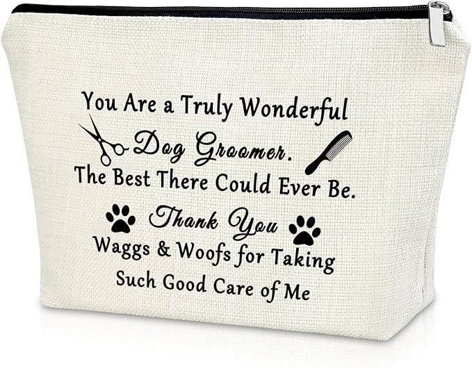 Sazuwu Birthday Gifts for Dog Groomer Makeup Bag Pet Groomer Gifts for Women Cosmetic Travel Pouch Thanksgiving Thank You Appreciation Christmas Birthday Present