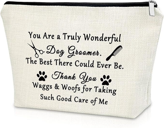 Sazuwu Birthday Gifts for Dog Groomer Makeup Bag Pet Groomer Gifts for Women Cosmetic Travel Pouch Thanksgiving Thank You Appreciation Christmas Birthday Present