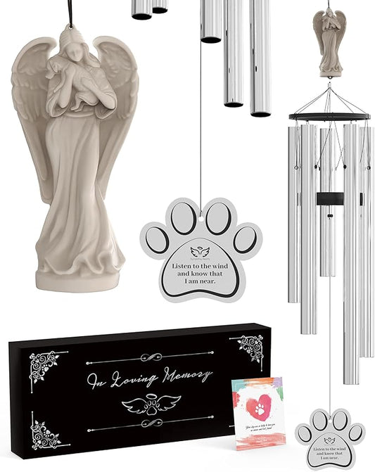 Dog Memorial Gifts for Loss of Dog - 34" Pet Memorial Wind Chimes, in Memory Sympathy Gift, Remembrance Bereavement, Passing Away Rainbow Bridge Windchime
