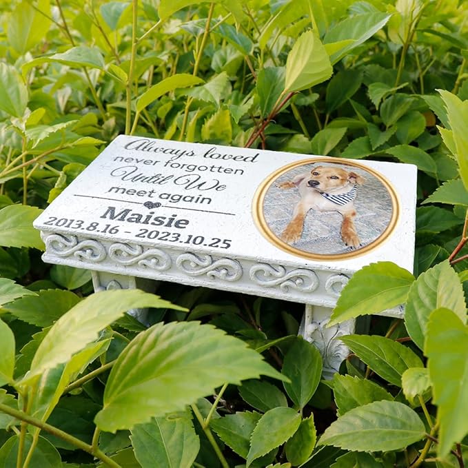 Personalized Memorial Bench for Pet Human, Custom Pet Memorial Stone with Colorful Photo, Pet Grave Marker Dog Headstone Cat Tombstone, Loss of Pet Gifts, Memorial Garden Plaque