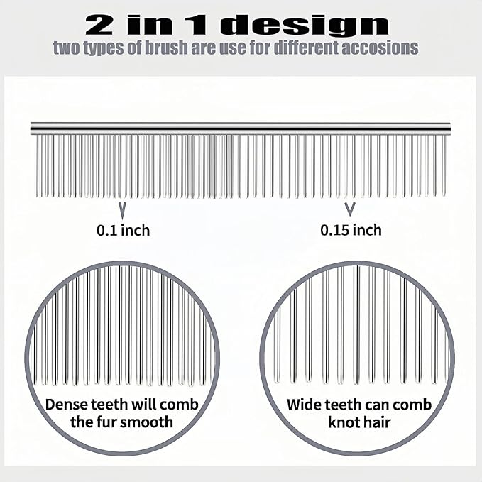 3-Pack metal comb for dogs stainless steel dog comb Pet Grooming Metal Combs Set, Large Medium Small Sizes, Stainless Steel Detangling Tool for Dogs and Cats