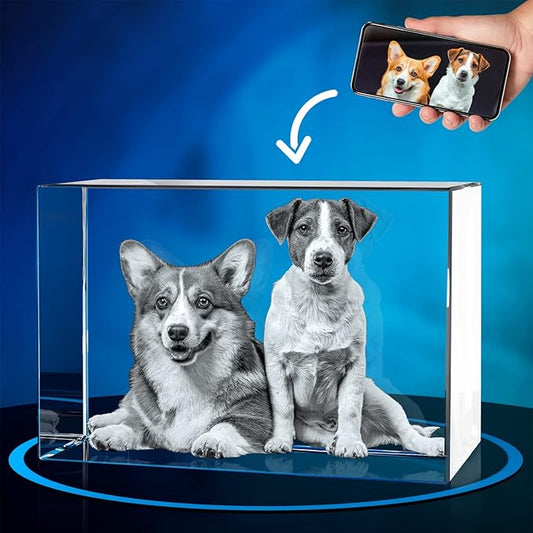 ArtPix 3D Crystal Photo, Personalized Dog Memorial Gifts with Your Own Photo for Dog Lovers, Pet Owners, 3D Laser Etched Picture, Engraved Crystal in Memory of Dog, Customized Gifts
