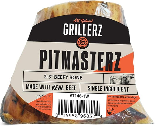 Scott Pet Grillerz 2-3 inch Beefy Bone, 1 Count, Rawhide Free, All Natural Treat for All Breeds, Long Lasting, Easy to Digest, Dog Chew for Healthy Teeth