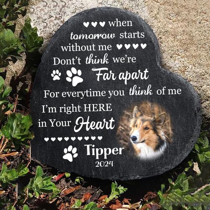 Dog Memorial Gifts for Loss of Dogs, Personalized Sympathy Stone, Pet Memorial Gifts, Pet Loss Gift, Cemetery Decorations for Grave, Cat Gone Present for Cat Lovers, Dont Cry Sweet Mama