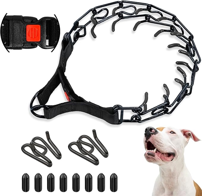 Supet Prong Collar for Dog Training Collar, Adjustable Dog Training Collar with Buckle for Small Medium Large Dogs(Packed with One Extra Links)