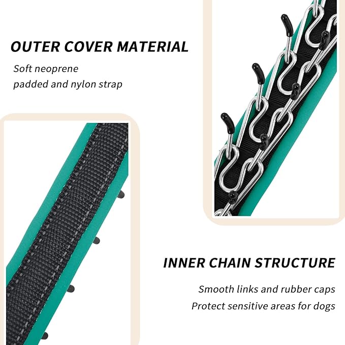 Martingale No Pull Dog Collar for Large Medium Small Dogs, Heavy Duty Nylon Reflective Adjustable Anti Pull Slip Collar with Buckle for Training Walking M Black Green