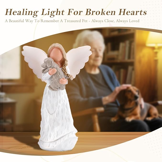 BEARAE Pet Memorial Gifts for Loss of Dogs, Dog Death Loss Sympathy Gift, Dogs Passing Away Gifts Dog Angel Statue Bereavement Remembrance Gift for Pet Owners (Girl)