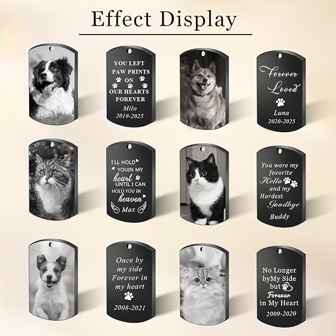 QYH Personalized Pet Urn Cremation Necklace for Ashes – Custom Keepsake Necklace with Photo and Text, Memorial for Dog Loss (Black)
