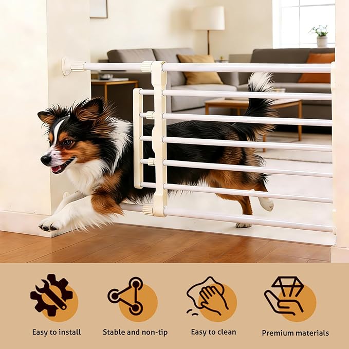 Dog Gate with Small Cat Door for Small Dogs Puppies 23.6-38 Inch Wide Adjustable Portable Pet Barrier with Pet Door Metal Gates for Doorways Stairs