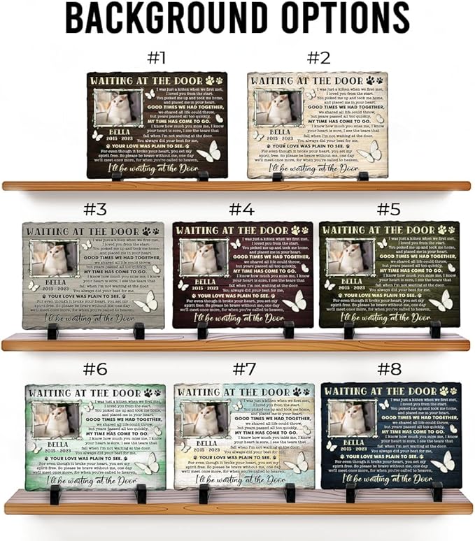 Emotional Tribute to Beloved Cat Death - Pet Grave Markers Headstone - in Remembrance of Cats, Pets Wait at The Door - Unique and Meaningful Memorial Stone Indoor Outdoor