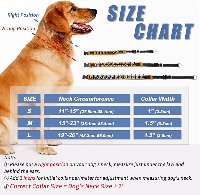Martingale No Pull Dog Collar - Heavy Duty Nylon With Buckle, Adjustable Anti Pull Reflective Slip Collar for Large Medium Small Dog Training Walking S Orange