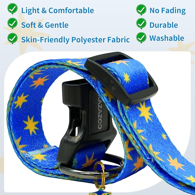 Kazazoo Dog Collar Cute and Soft Nylon Puppy Collar for Boy and Girl, Adjustable Dog Collars for Medium Large Dogs, Blue Sky-L