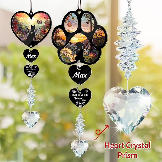 Custom Dog Memorial Suncatcher Personalized Memorial Gifts Customized Sun Catcher for Someone Who Lost A Dog Gifts Suncatcher Stained Glass Look Acrylic Sympathy Gift
