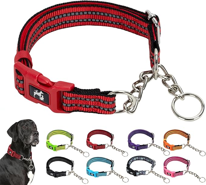 MAOWUWUJOA Martingale Collar for Dogs with Buckle Red Dog Collar for Medium Dogs,Red M