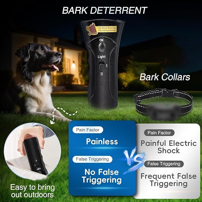 Dog Bark Deterrent Devices, Ultrasonic Anti Barking Device for Dogs, Barks No More Dog Training Device, Stop Dog Bark Control Deterrent Device Indoor Outdoor, Safe for Human & Dogs, Contains Battery
