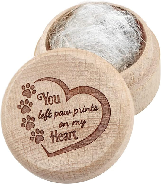 Dog Memorial Box for Loss Pet Wooden Keepsake Box with Pet Paw Engraving Ashes Or Hair Case Urn Memorial Gift(Brown)