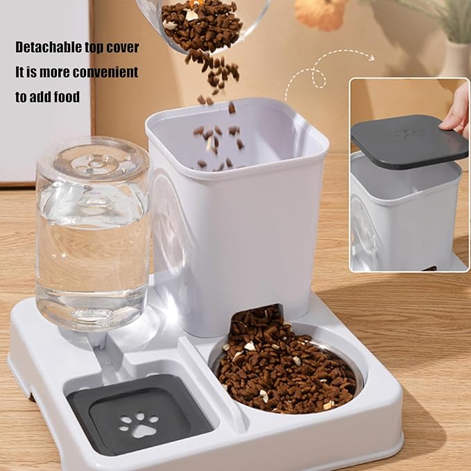 Automatic Pet Feeders and Water Dispenser, Small Pet Feeder and Waterer, with Removable Stainless Steel Bowl, for Cats & Dogs