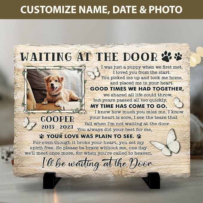 Dog Memorial Stone - Thoughtful Customized Stones in Memory of Dogs, Pups - Grief Gifts for Pet Loss, Dog Mom Passing Away - Remembrance Garden Marker, Home Décor