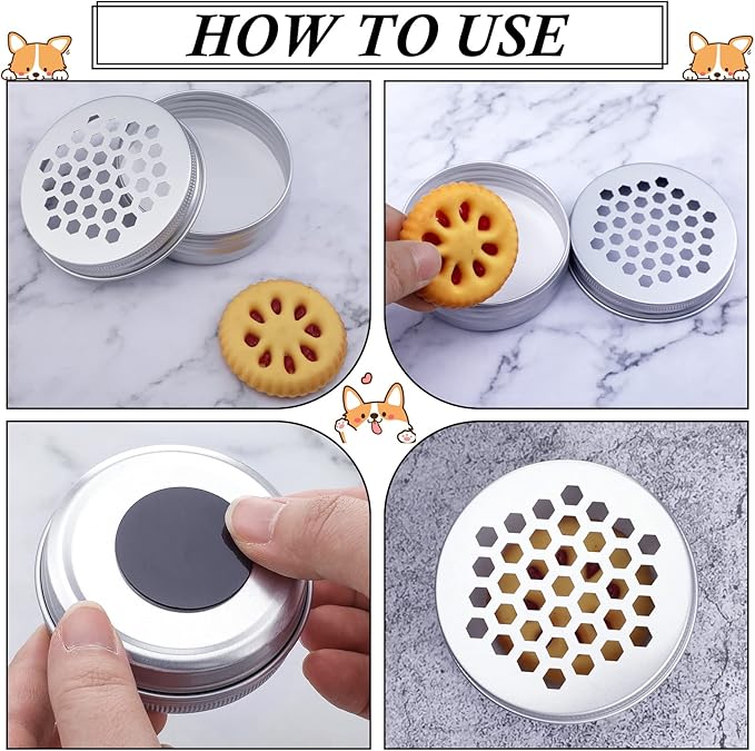 Oudain 12 Pack Dog Scent Work Tins, Dog Scent Training Box, Pet Nose Metal Container with 12 Magnetic Dots, Smell Training Kit Smell Canisters Aluminum Cans for Pet (Hexagon)