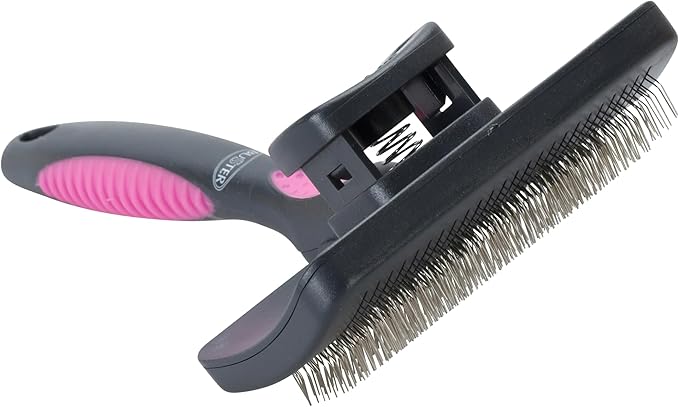 Kruuse Buster Medium Self Cleaning Pin Brush for Dogs & Cats – Retractable Pins for Easy Grooming