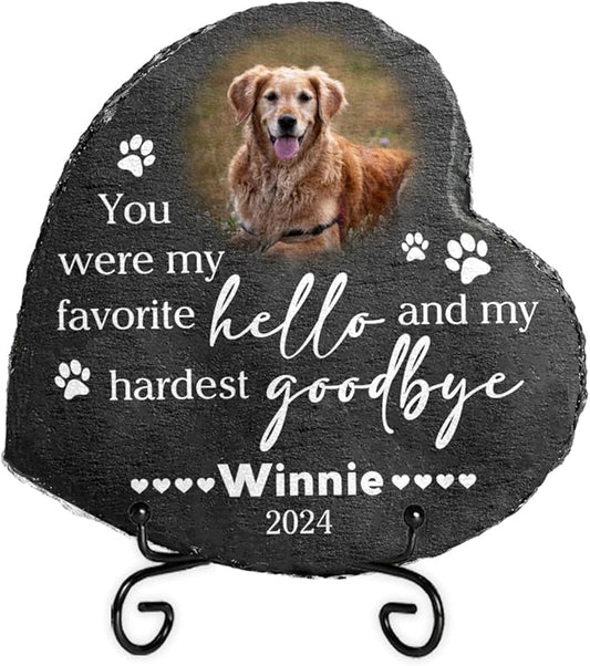 Dog Memorial Gifts for Loss of Dogs, Personalized Sympathy Stone, Pet Memorial Gifts, Pet Loss Gift, Cemetery Decorations for Grave, Cat Loss for Cat Lovers, You were My Favorite Hello