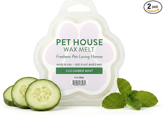 One Fur All Pet House Spring and Summer Wax Melts for Pet Odor, Natural, Plant Based Soy Wax Melts, Long Lasting Fragrance for Fresh Smelling Homes, Cucumber Mint