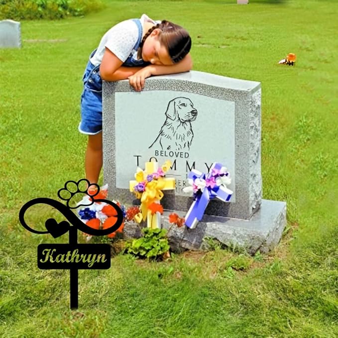 Pet Grave Markers Personalized, Pet Memorial Grave Markers Garden Metal Headstones Plaques, Custom Pet Dog Grave Marker Gifts for Sympathetic Pet Loss Remembrance, Pet Memorial Gifts