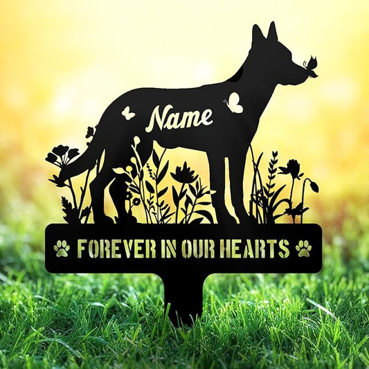 Custom Belgian Malinois Malinois Dog Grave Marker, Personalized Dog Memorial Stake, Metal Pet Tombstone, Outdoor Sympathy Sign for Garden Yard Decor, Pet Loss Gift