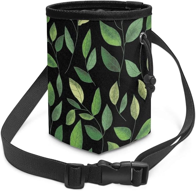 Green Leaf Dog Treat Bag Pet Treat Pouch Puppy Training Pouch with Waistband, Treat Snack Bags Holder for Puppies with Multiple Ways to Wear