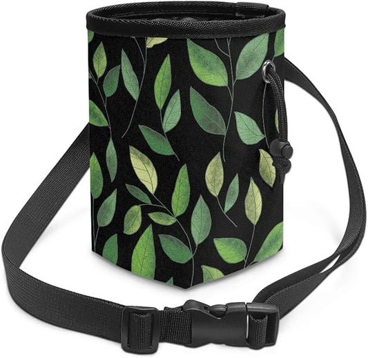 Green Leaf Dog Treat Bag Pet Treat Pouch Puppy Training Pouch with Waistband, Treat Snack Bags Holder for Puppies with Multiple Ways to Wear